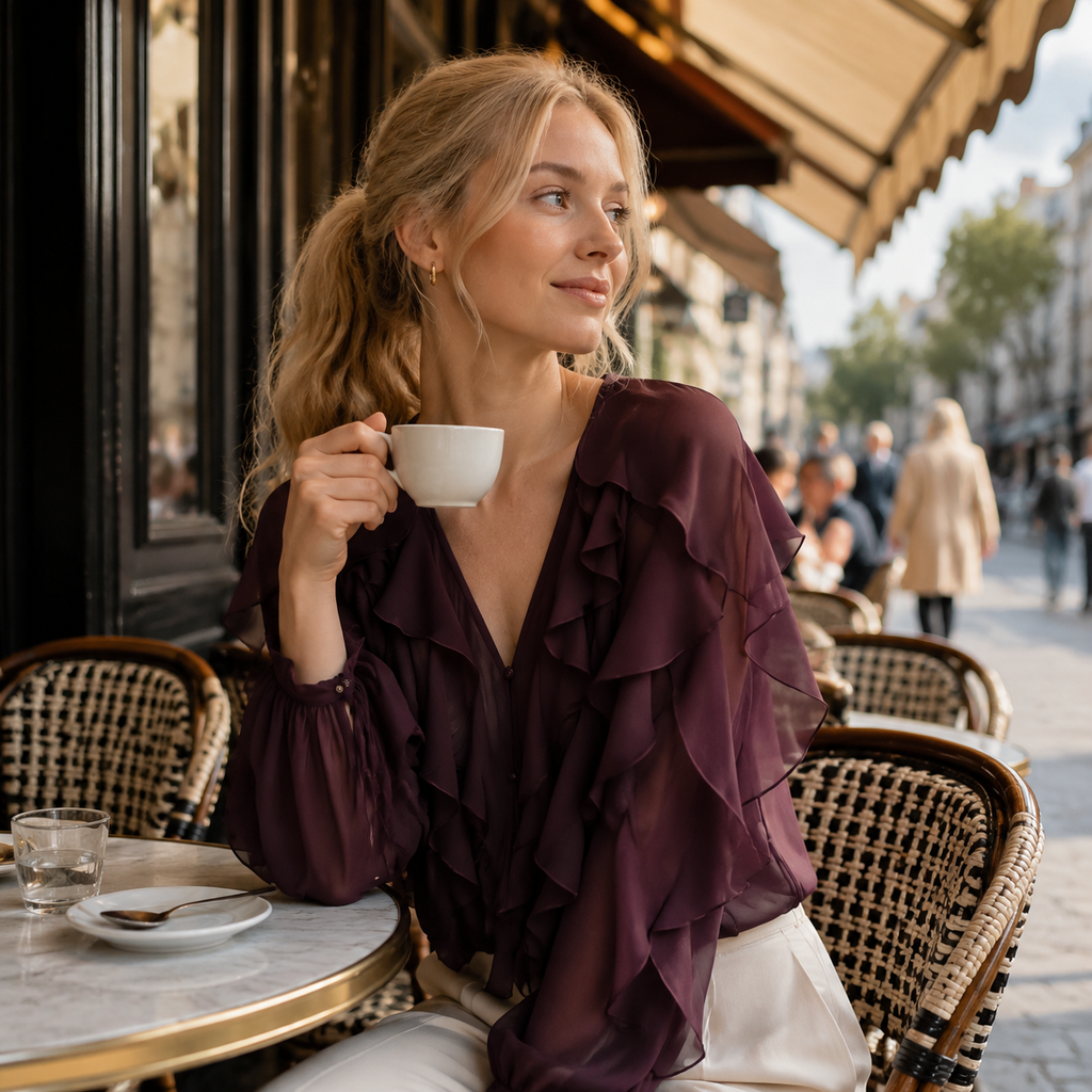 Solid Ruffled Blouse