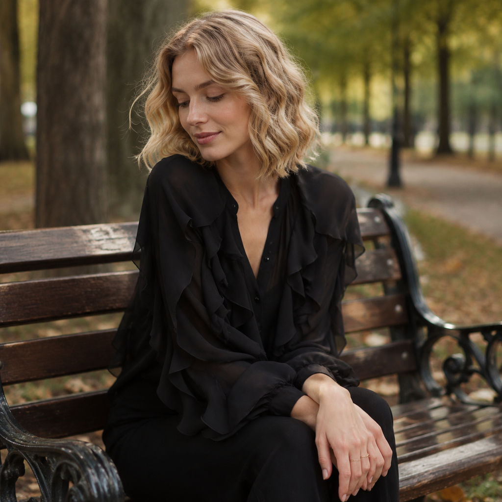 Solid Ruffled Blouse