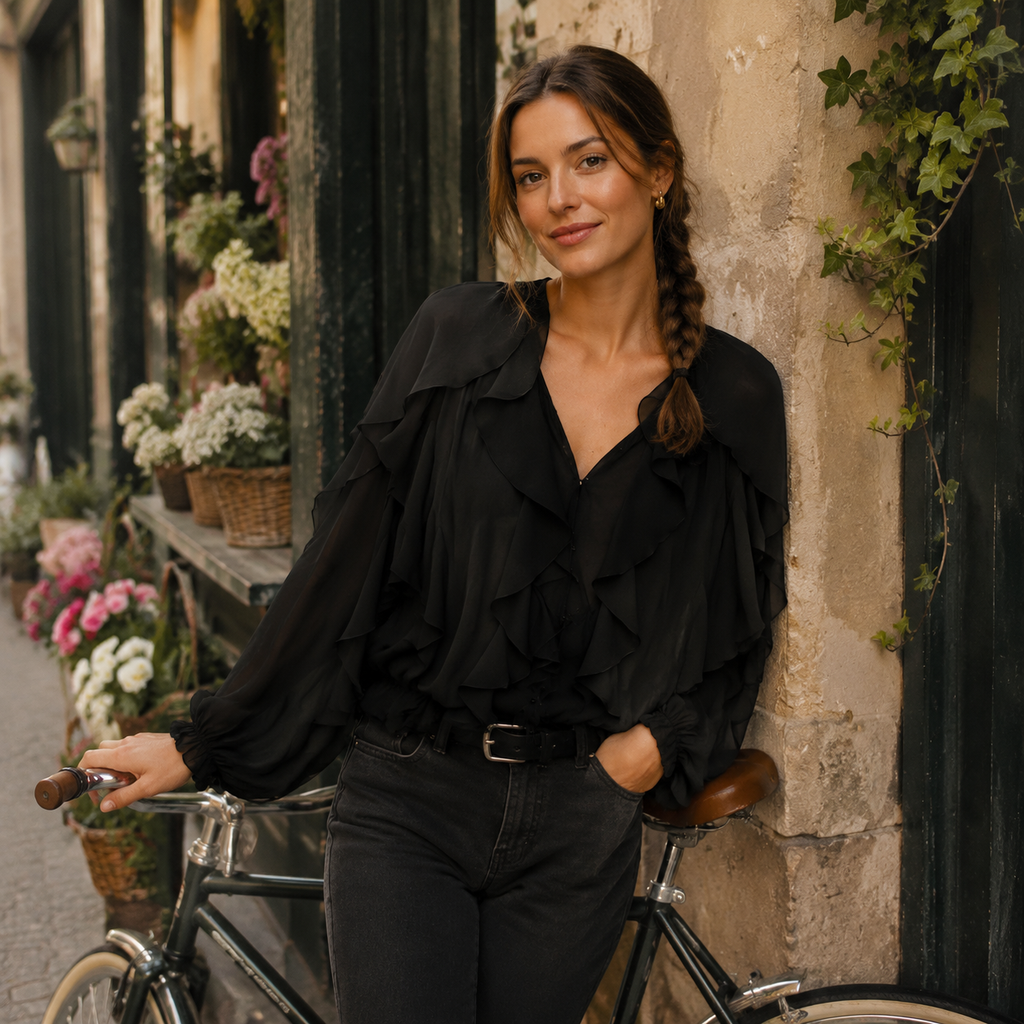 Solid Ruffled Blouse