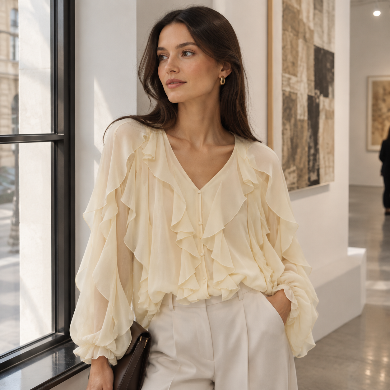 Solid Ruffled Blouse