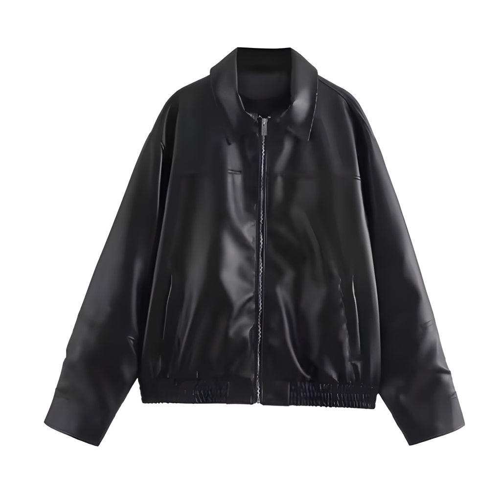 Leather bomber jacket