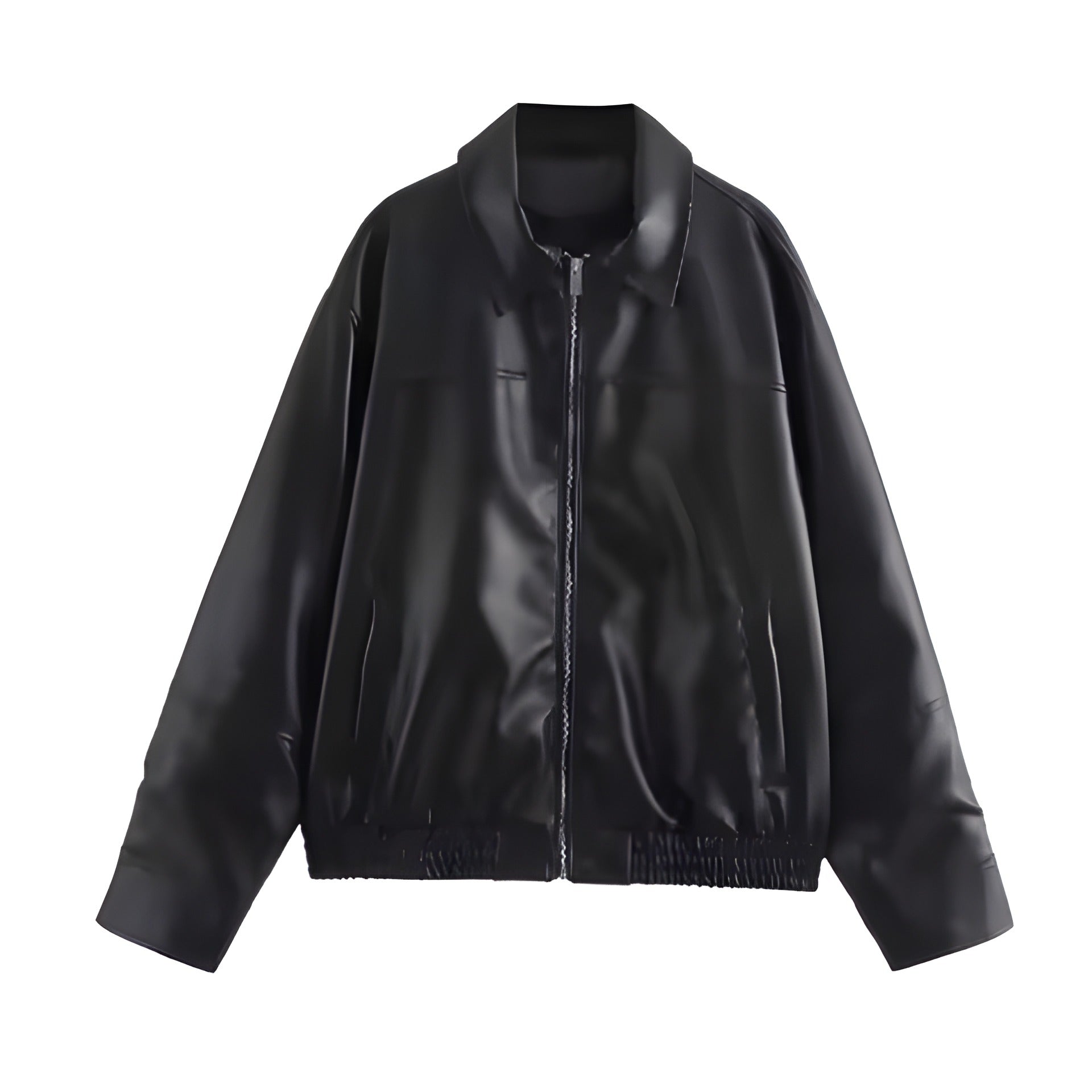Leather bomber jacket
