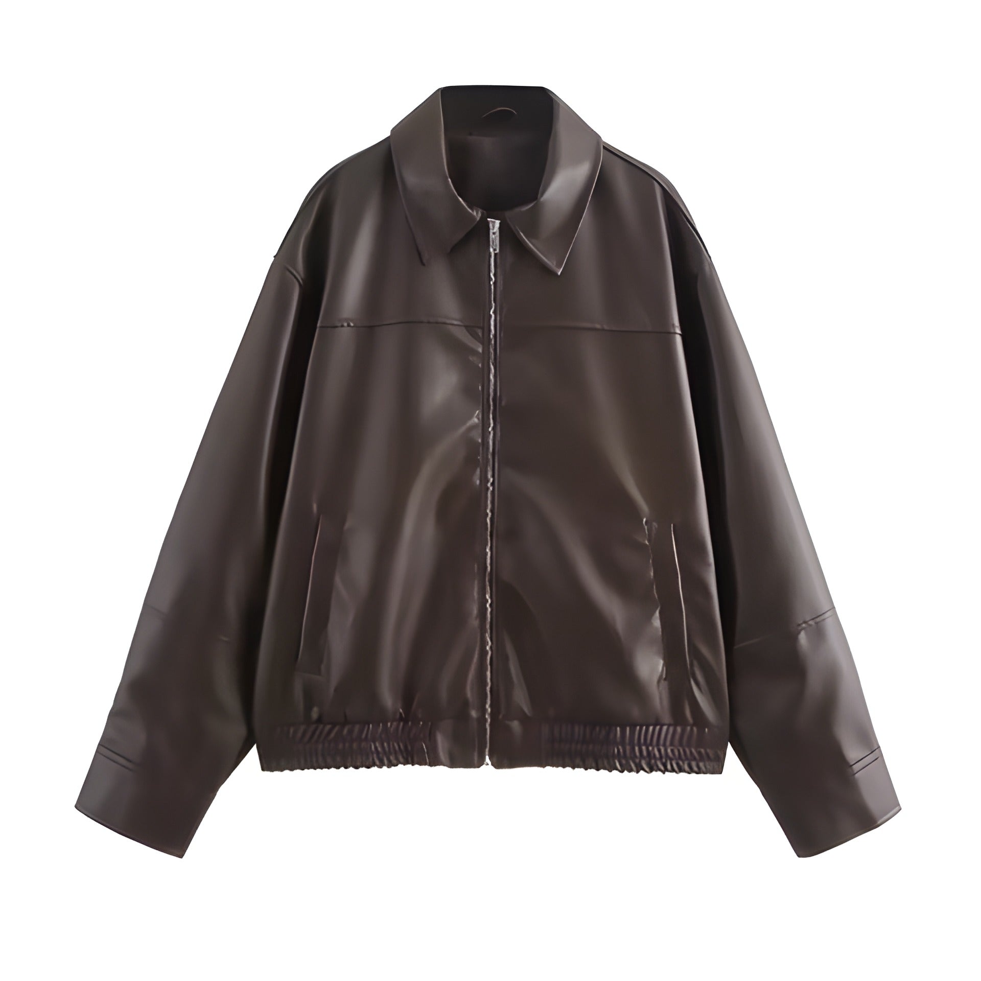 Leather bomber jacket
